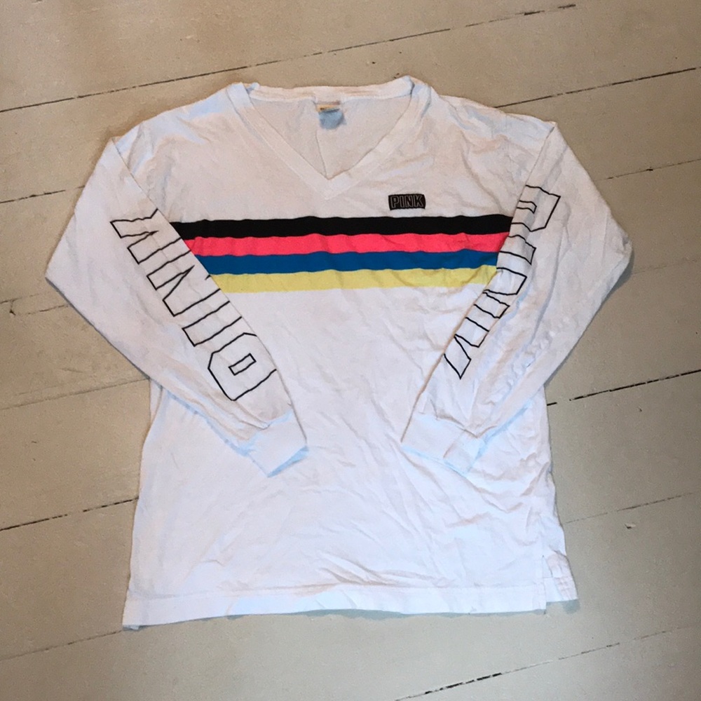WHITE RAINBOW PINK BRAND SHIRT.
